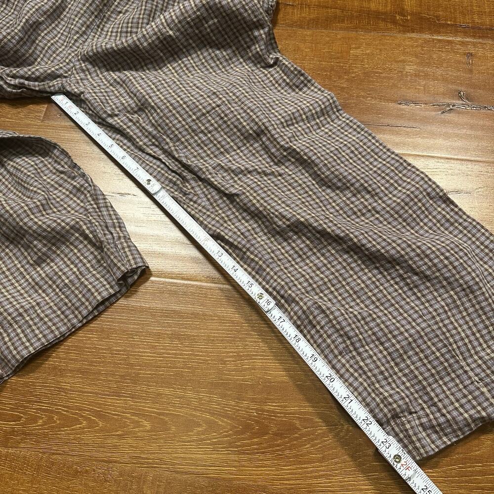 Deiji Studios Cropped Pants Womens M Purple Gray Brown Tartan Plaid 100% Linen - Picture 7 of 13